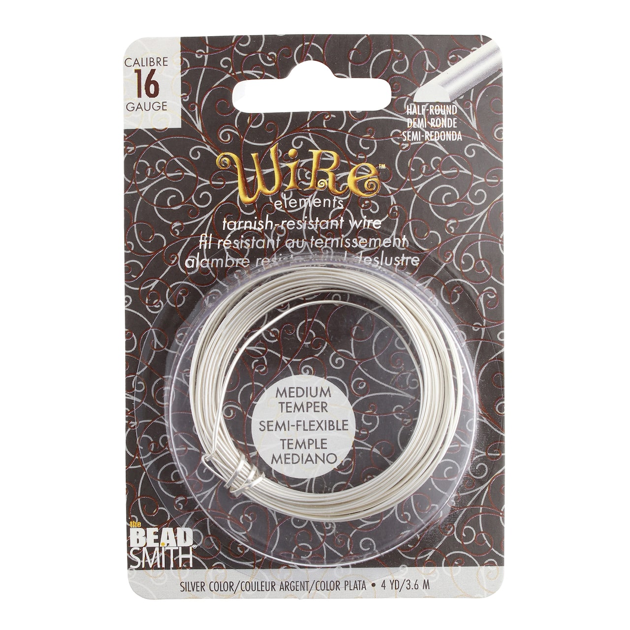 The Beadsmith® Wire Elements™ 16 Gauge Tarnish Resistant Medium Temper Silver Half Round Wire, 4yd.